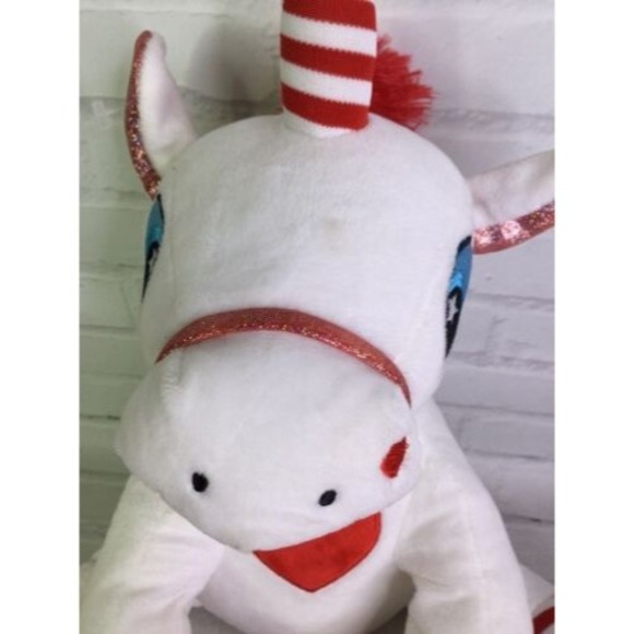 Cuddle & Friends Peppermint Unicorn White Red Heart Striped Plush Stuffed Animal - Picture 2 of 10